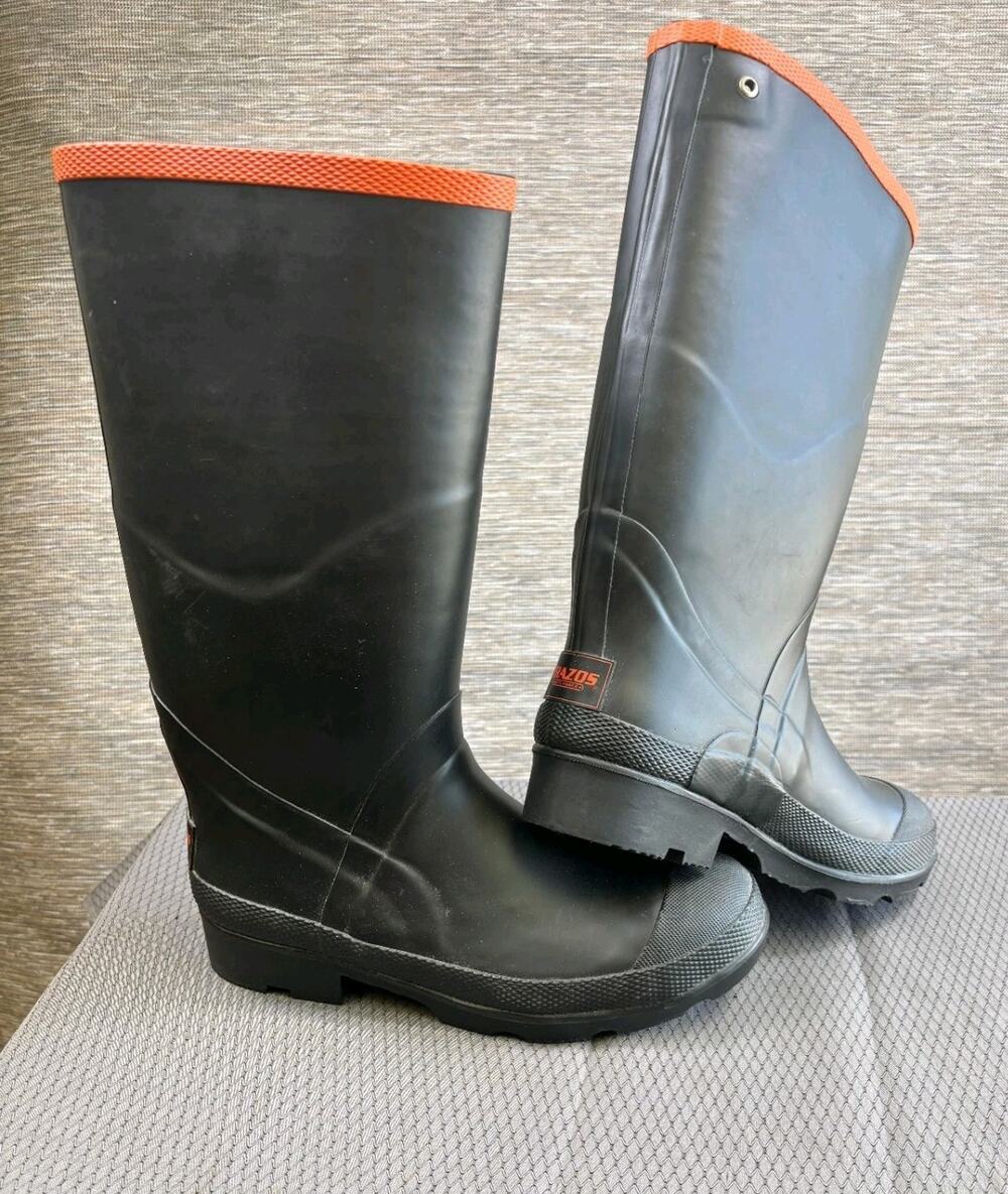Brazos Waterproof Rain Work Steel Toe Boots Mens Size 10 Black FWBWRB1035 NEW